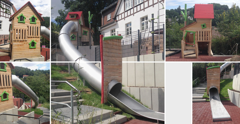 Projekt Spielhaus mit Röhrenrutsche